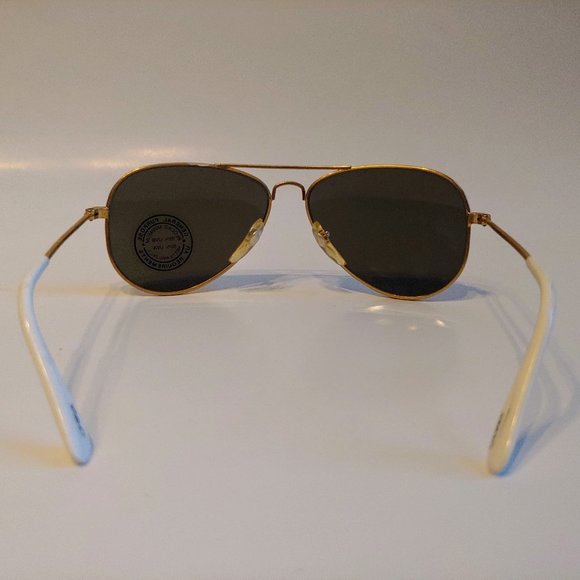 (NWT) Vintage 90's Kids Aviator Metal Sports Sunglasses (Gold/White) - Picture 3 of 4